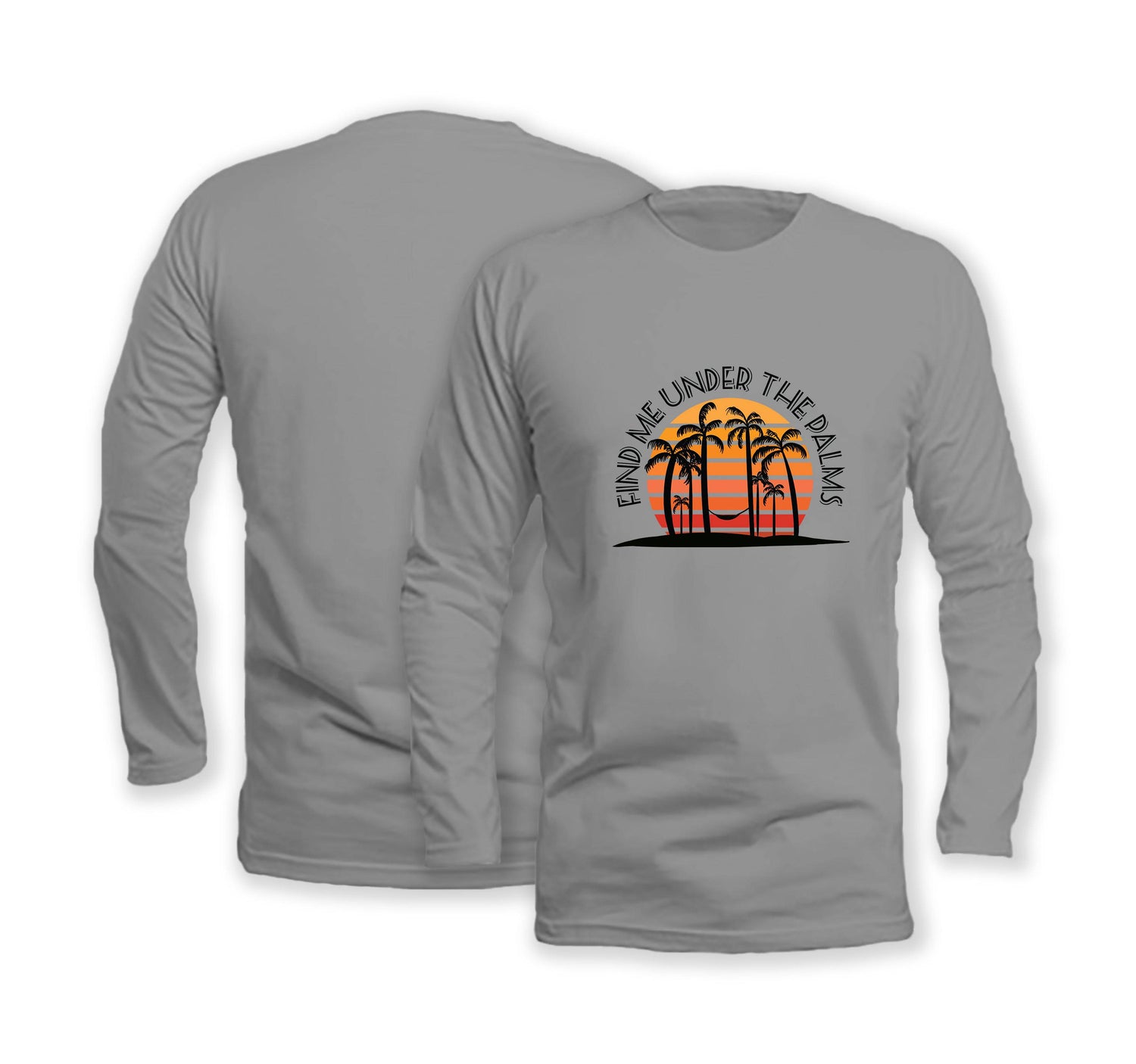 Under The Palms - Long Sleeve Organic Cotton T-Shirt - Front Print - One Choice Apparel