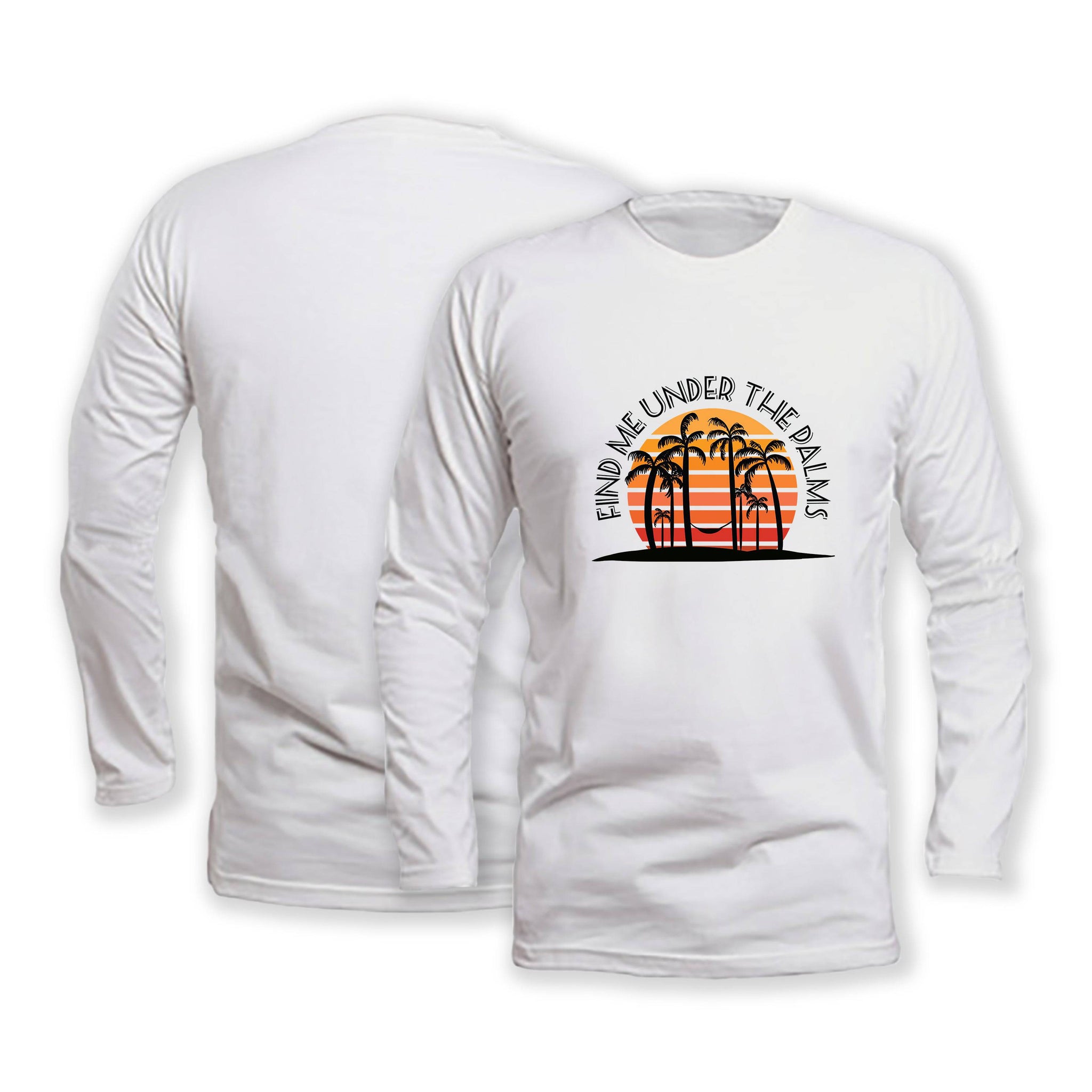 Under The Palms - Long Sleeve Organic Cotton T-Shirt - Front Print - One Choice Apparel