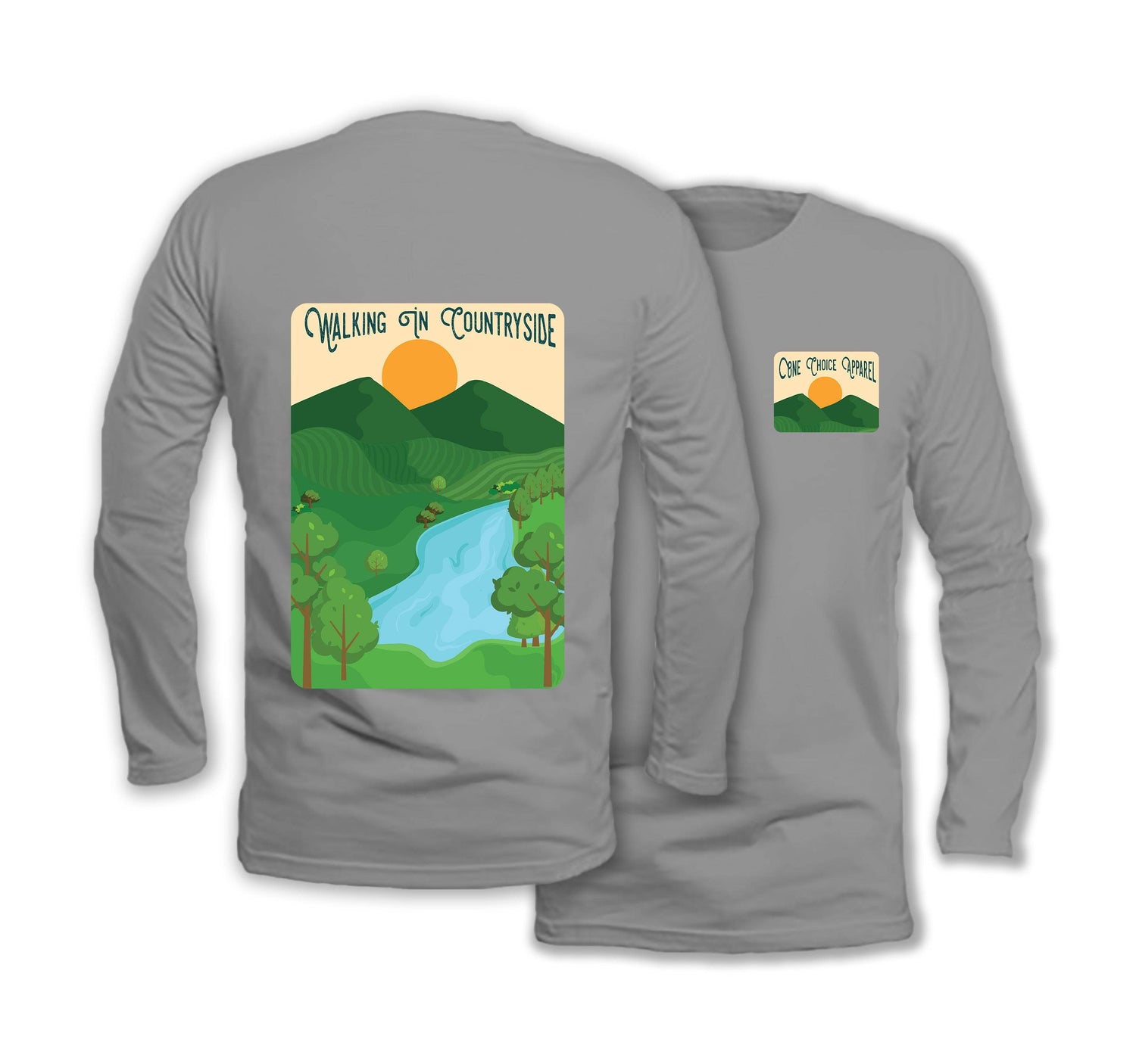 Walking In Countryside - Long Sleeve Organic Cotton T-Shirt - One Choice Apparel