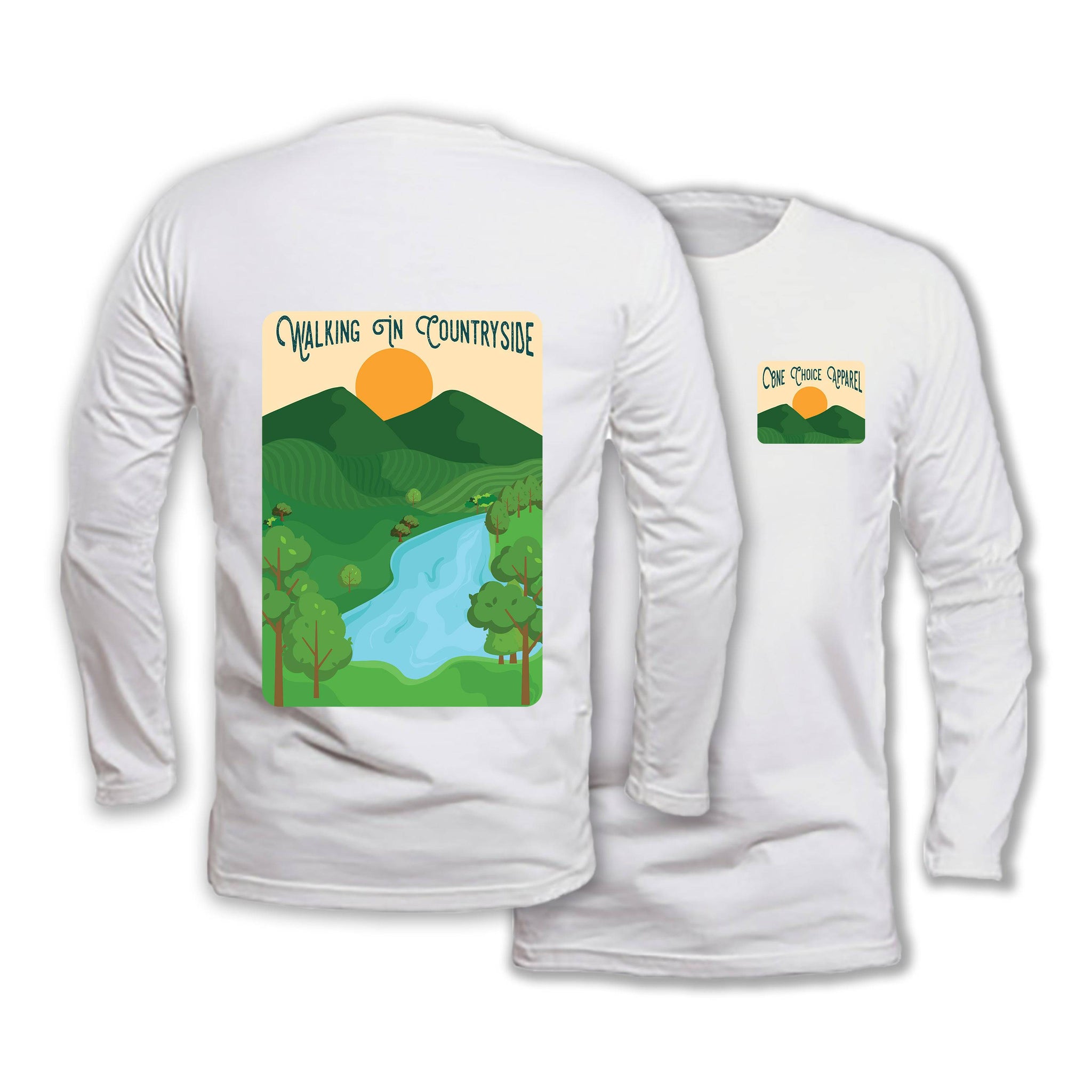Walking In Countryside - Long Sleeve Organic Cotton T-Shirt - One Choice Apparel