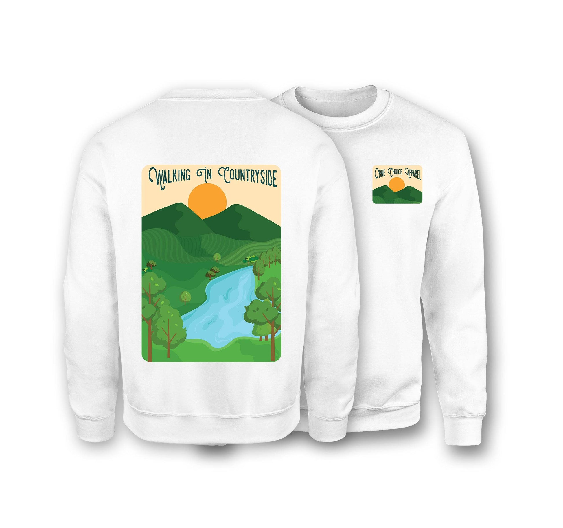 Walking In Countryside Sweatshirt - Organic Cotton Sweatshirt - One Choice Apparel