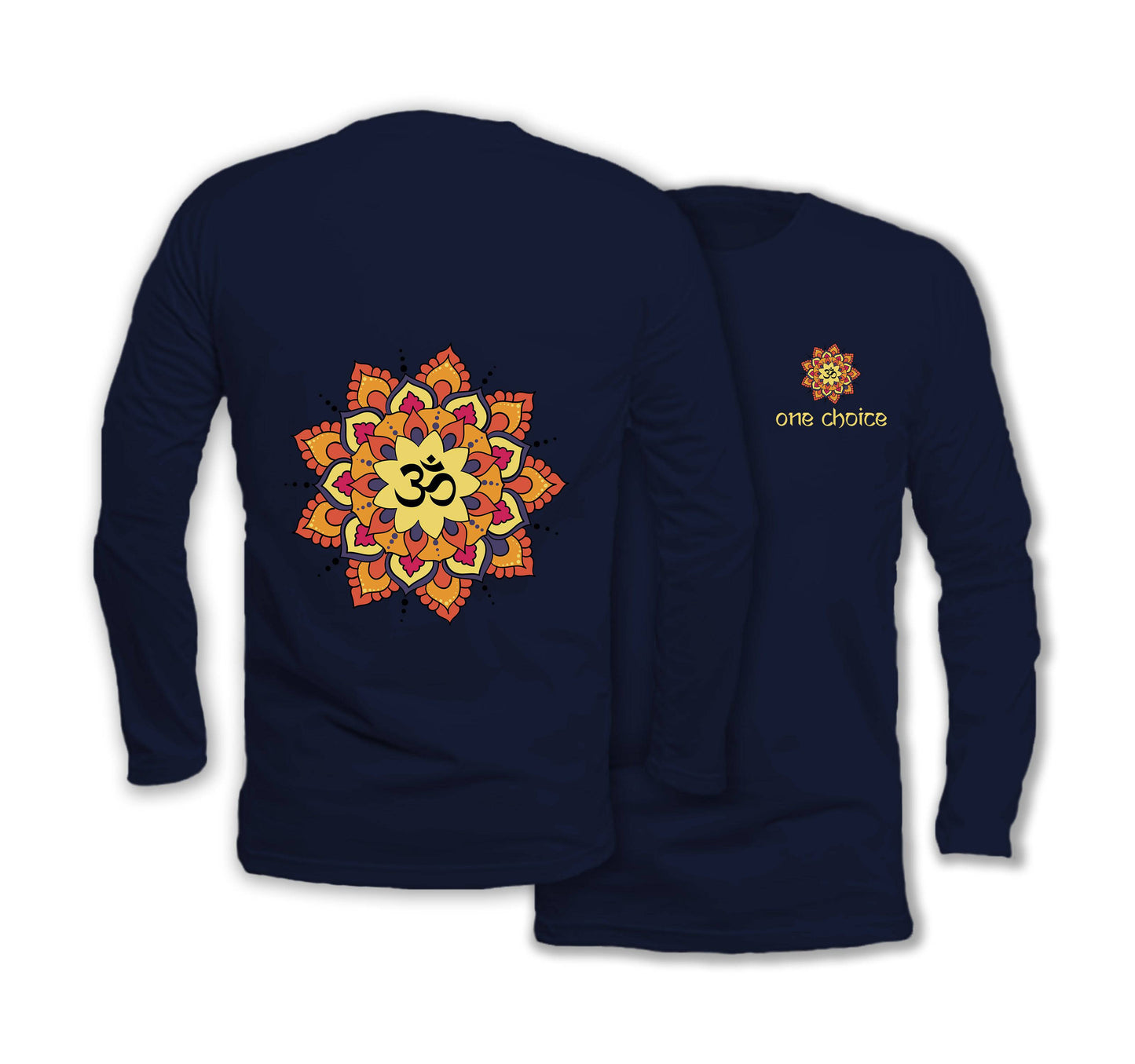 Yoga Mandala - Long Sleeve Organic Cotton T-Shirt - One Choice Apparel